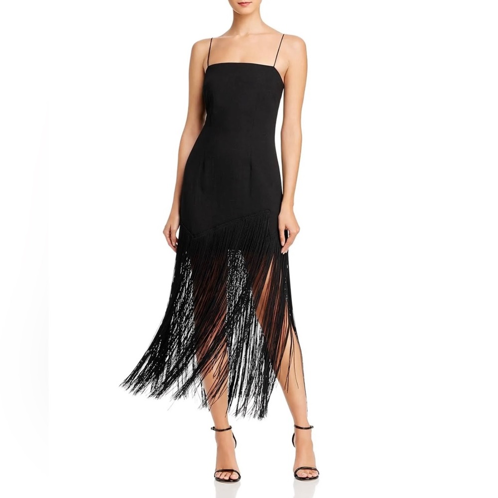 GLAMOUROUS, Black Fringe Cocktail Dress